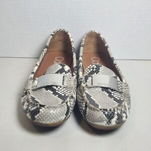 Calvin Klein Lisette3 Loafer Women's 9M Gray/White Snakeskin Flats Slip On Logo